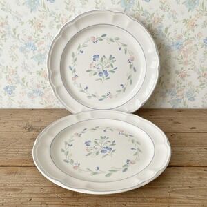 Floral Expressions Multicolor Flowers Dinner Plates, Set of 2, Vintage Stoneware